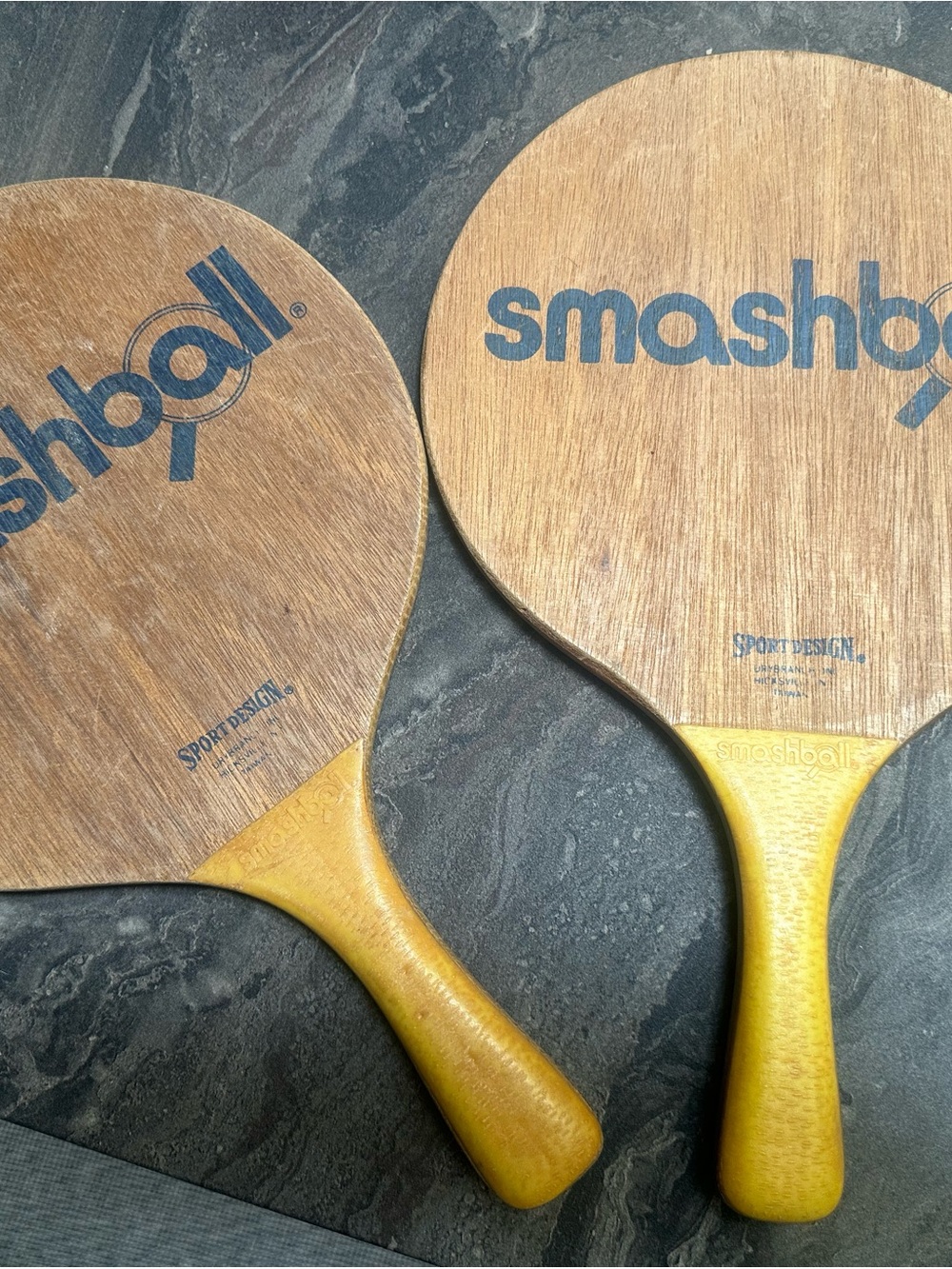 Wooden Paddle Set with Yellow Handles
